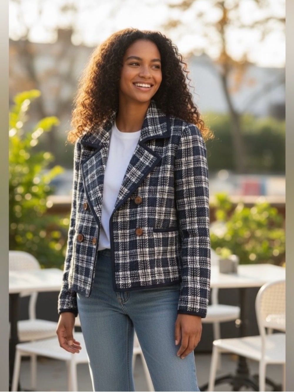 Joie Women’s Size xs Plaid Double-Breasted Women’s Jacket. Would Fit Up To A Med